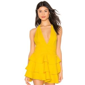 NBD Yellow Halter Dress